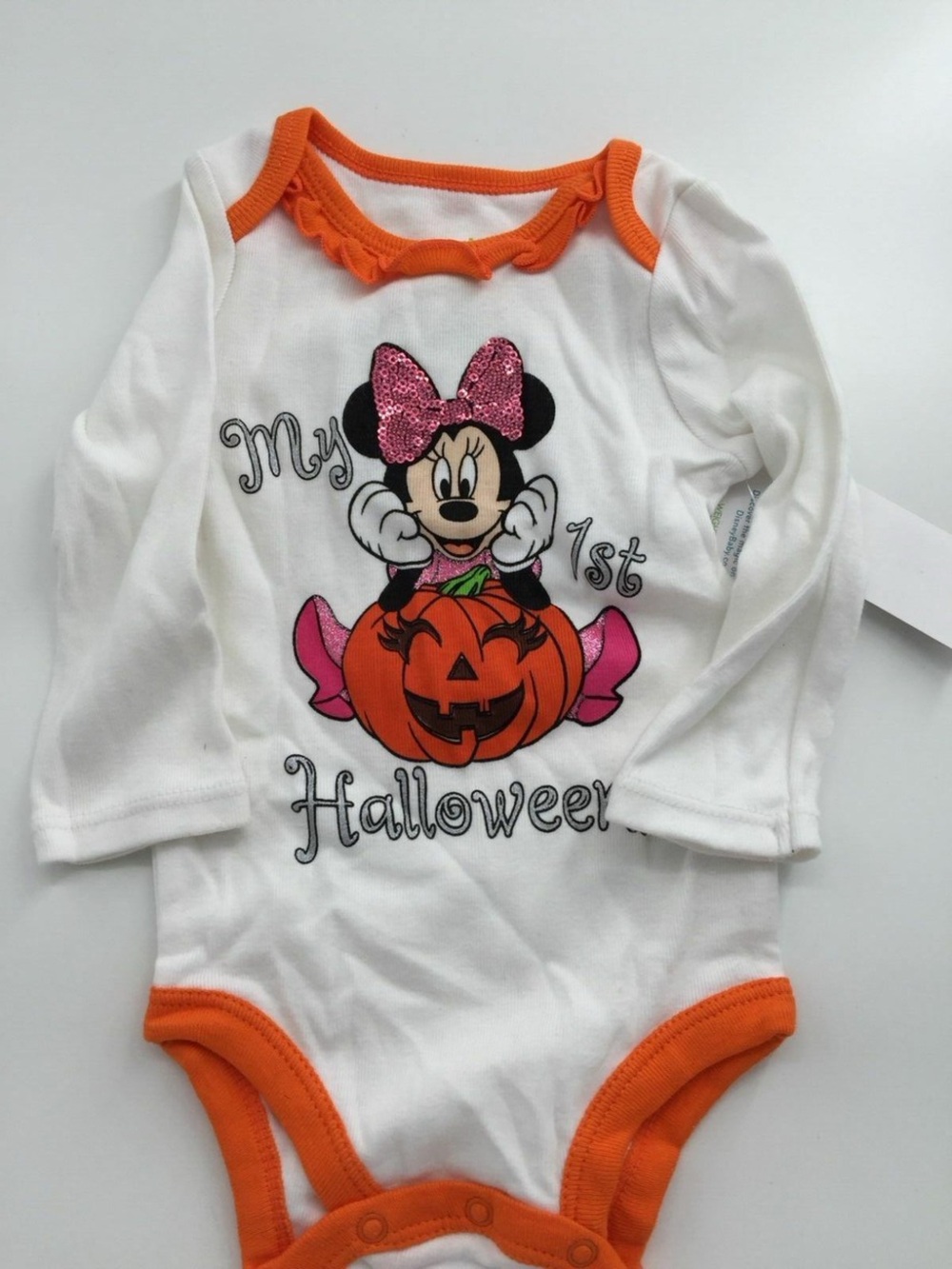 Disney Minnie Mouse 1st Halloween White, Pink & Orange Bodysuit
